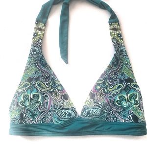 Athleta Samana Turquoise Paisley Banded Bikini Top XS